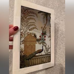 Wooden white box with peacock motif